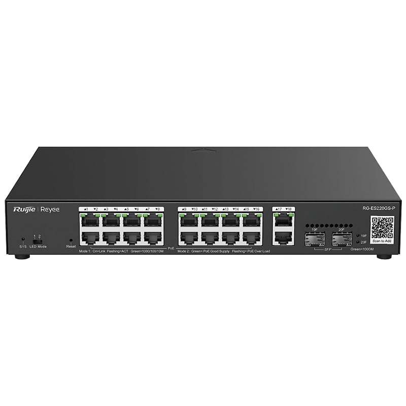 RUIJIE - SWITCH POE 16P GIGA+2SFP  MANAGED