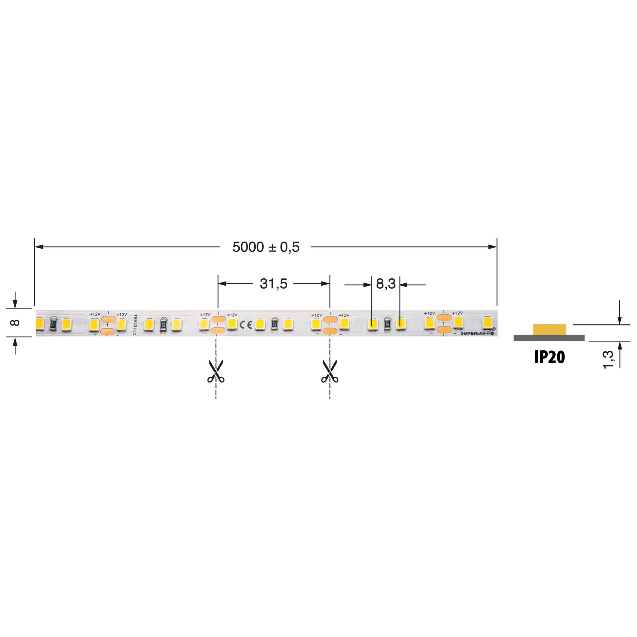 ELCART DISTRIBUTION - STRISCIA LED 8W/M BF 12V IP20 186094000