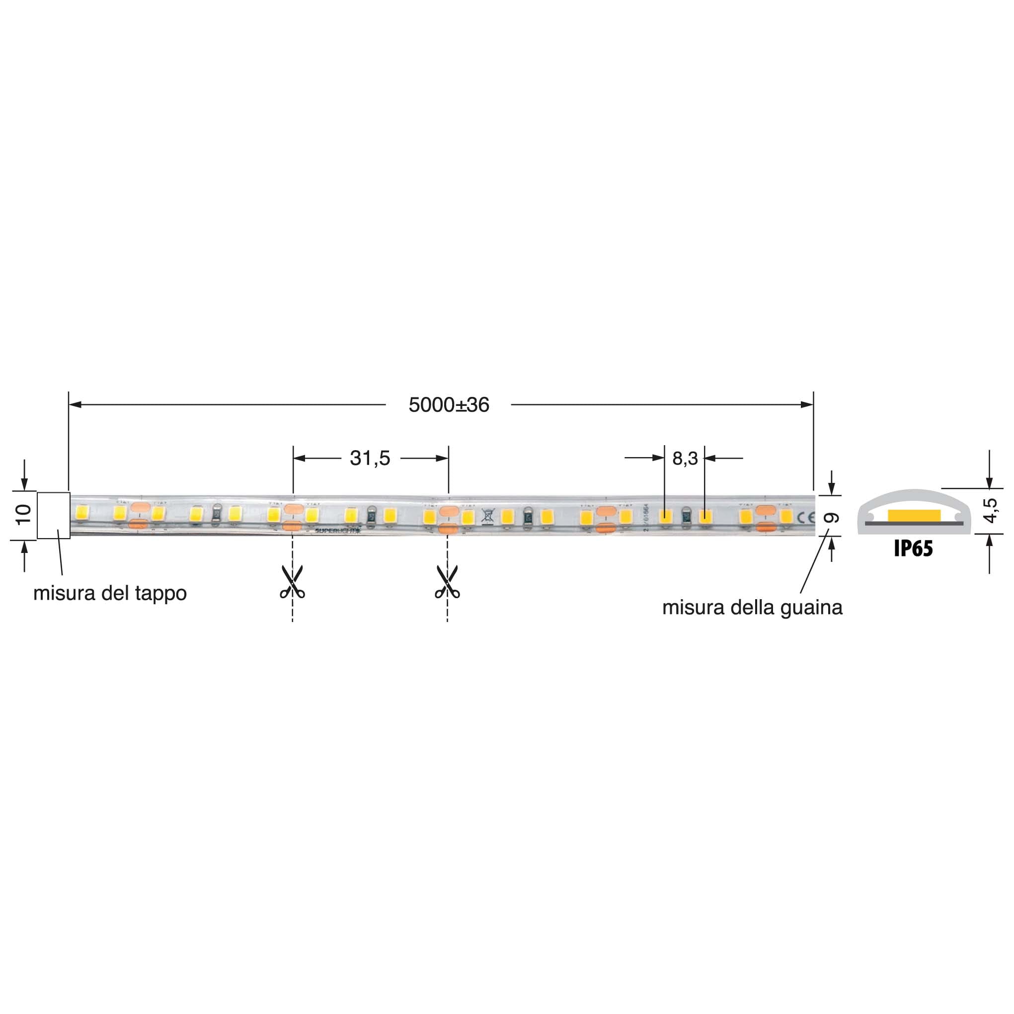 ELCART DISTRIBUTION - STRISCIA LED 8W/M BN 12V IP65 186094700