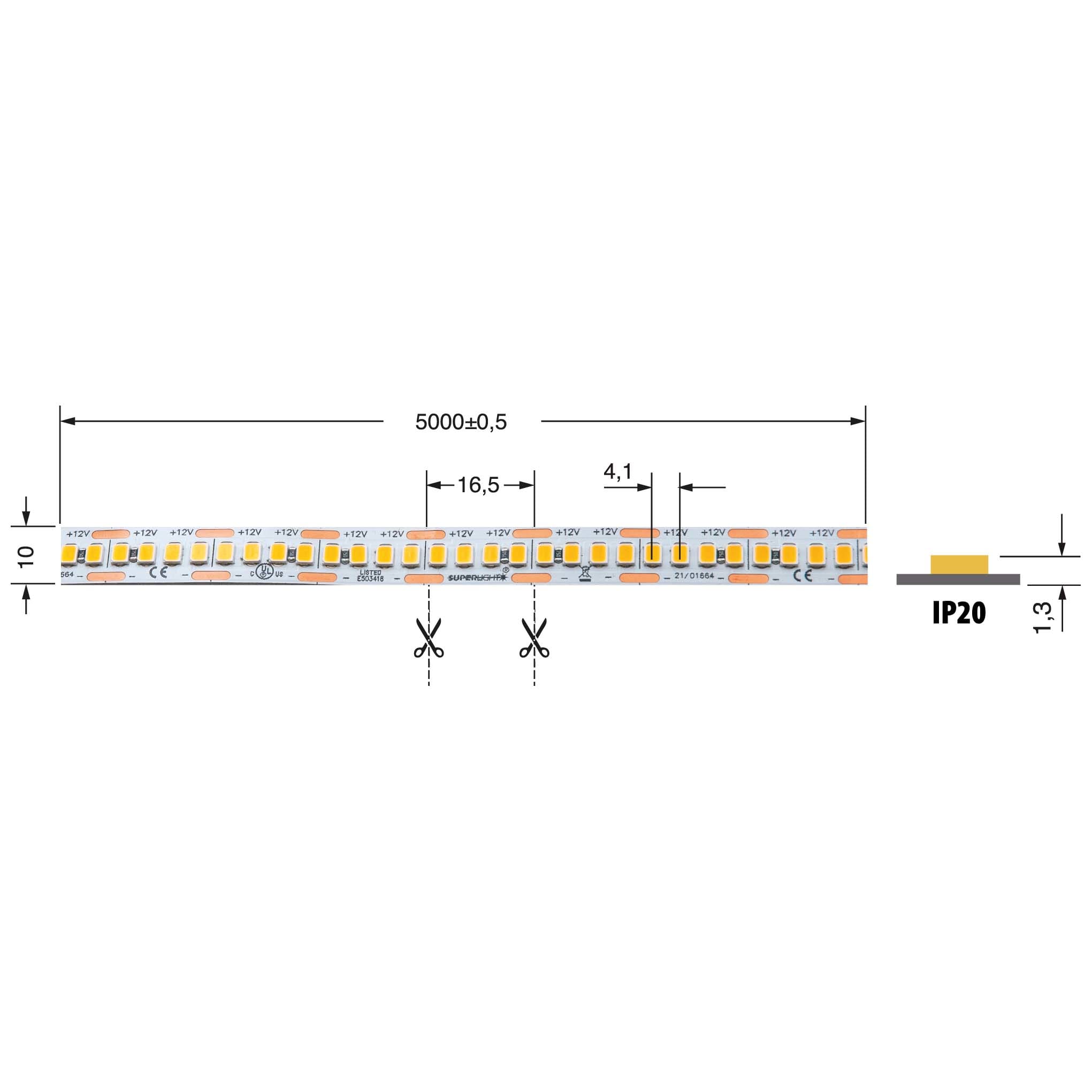 ELCART DISTRIBUTION - STRISCIA LED 13W/M BN 12V IP20 186177200