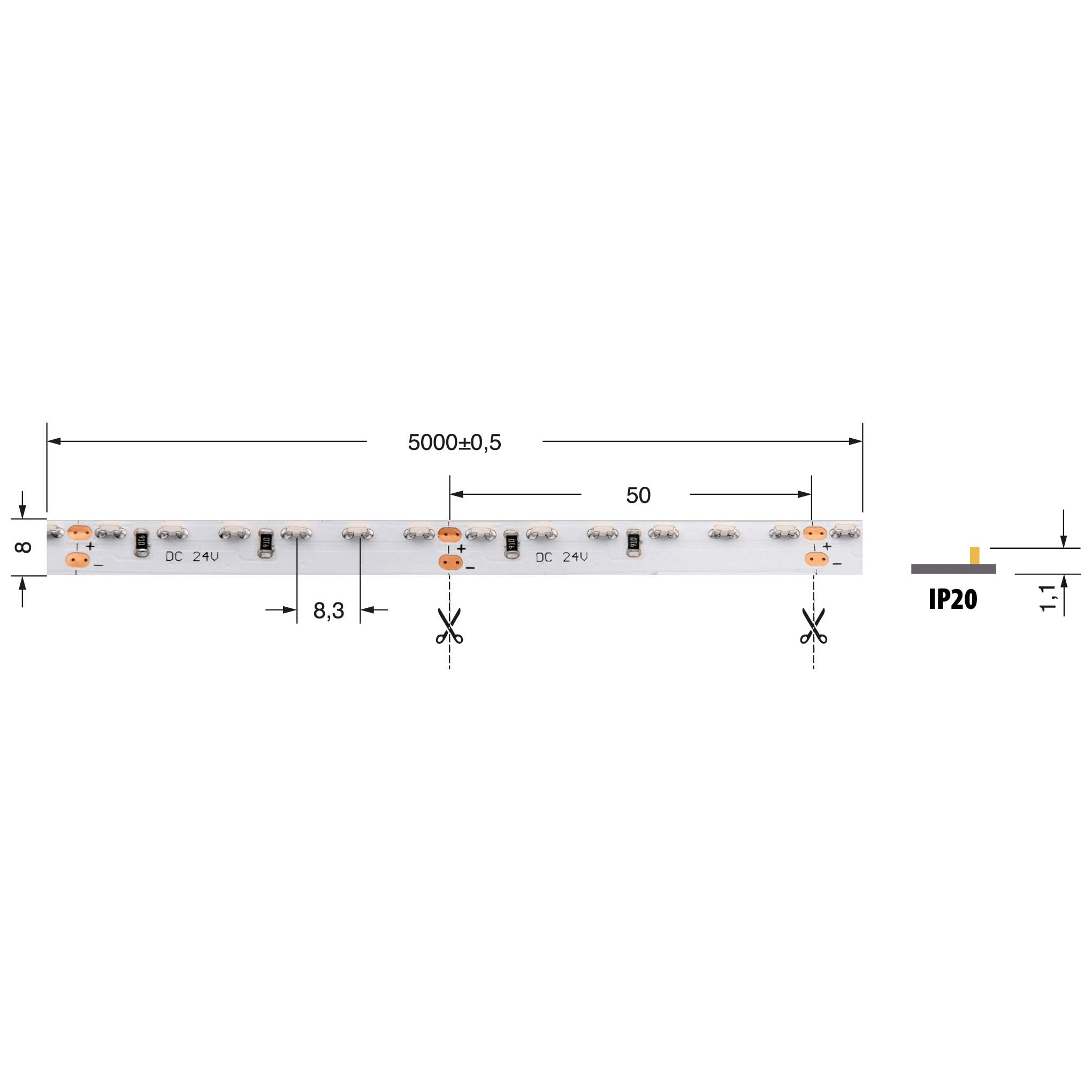 ELCART DISTRIBUTION - STRISCIALED 14,4W/M BF 24V IP20 S 186343000
