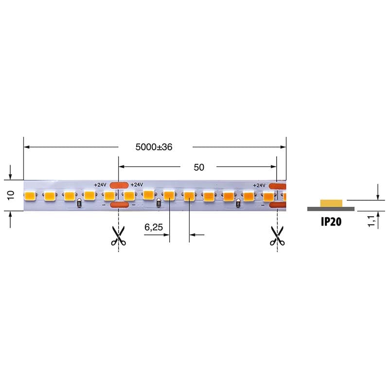 ELCART DISTRIBUTION - STRISCIA LED 19,2W/M BCC 24V IP20 186345500