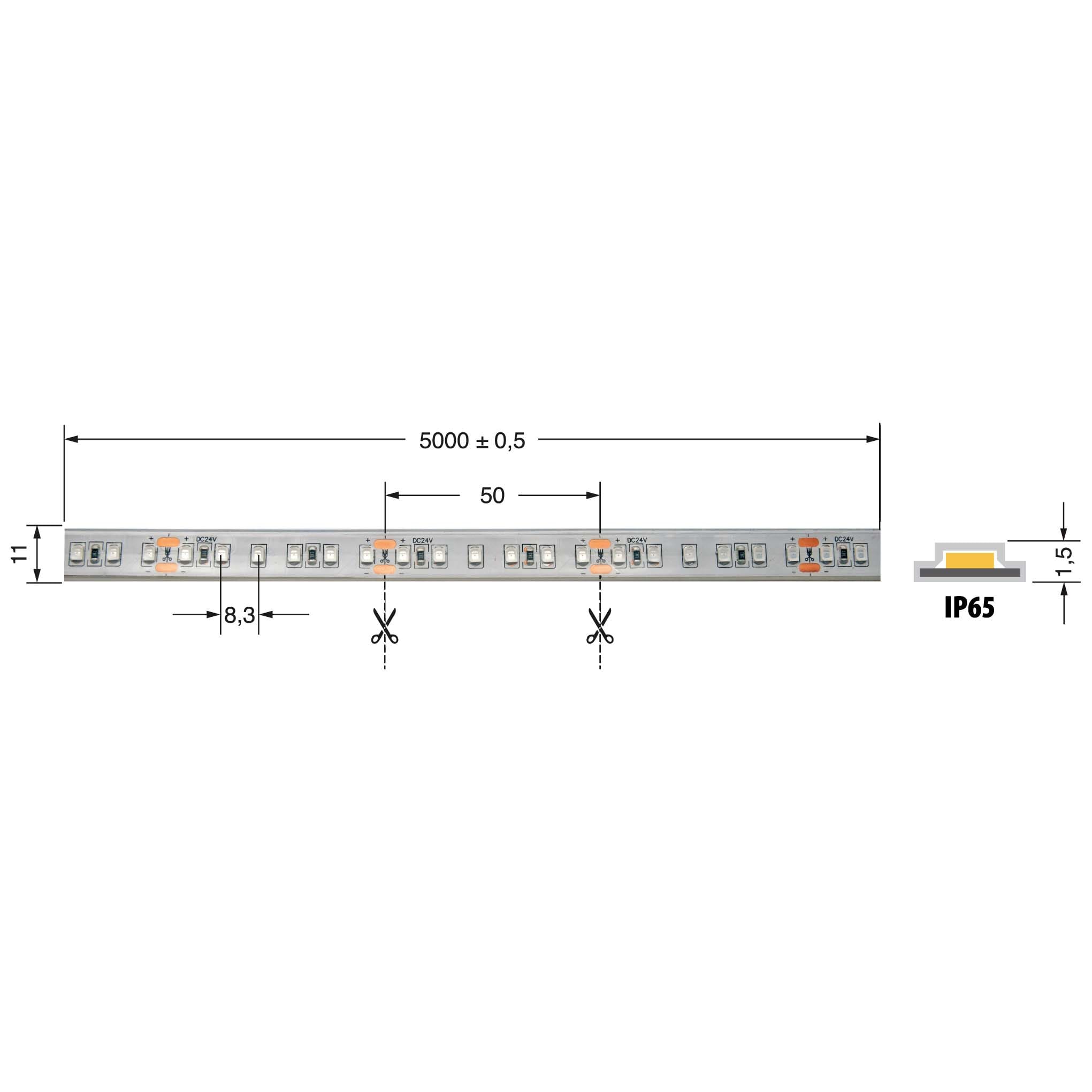 ELCART DISTRIBUTION - STRISCIA LED 9,6W/M B 24V IP65 186691100