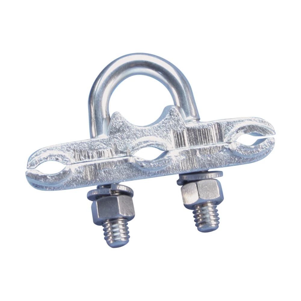 NVENT ERICO - Morsetto per picchetto di terra, bullone a U, tre conduttori, 5/8-3/4" dia, 2/0 Solido-250 kcmil A trefoli, 70-120 mm² A trefoli.