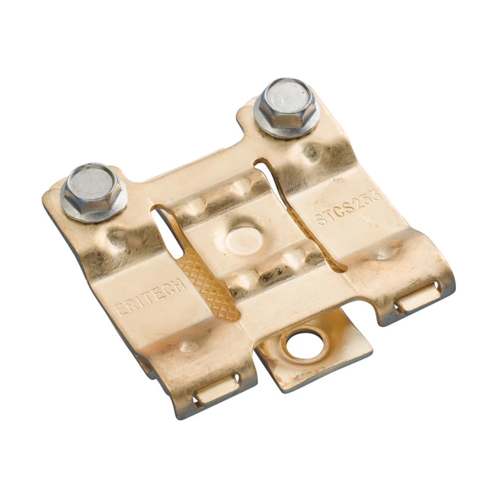 NVENT ERICO - Morsetto a nastro quadrato punzonato in rame, dimensioni 25x3mm e 26x2mm.