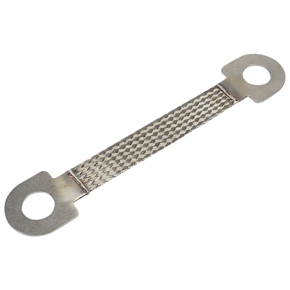 NVENT ERIFLEX - Treccia di massa in acciaio inossidabile per bulloni grandi, sezione 50 mm2, lunghezza 400 mm, diametro foro 43 mm.