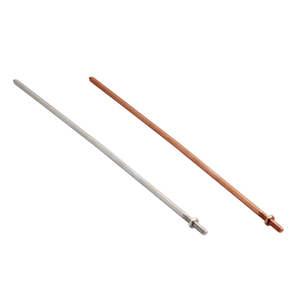 NVENT ERICO - Terminale aereo, filettatura metrica, in rame, M16, diametro 15,9 mm, lunghezza 2 m.