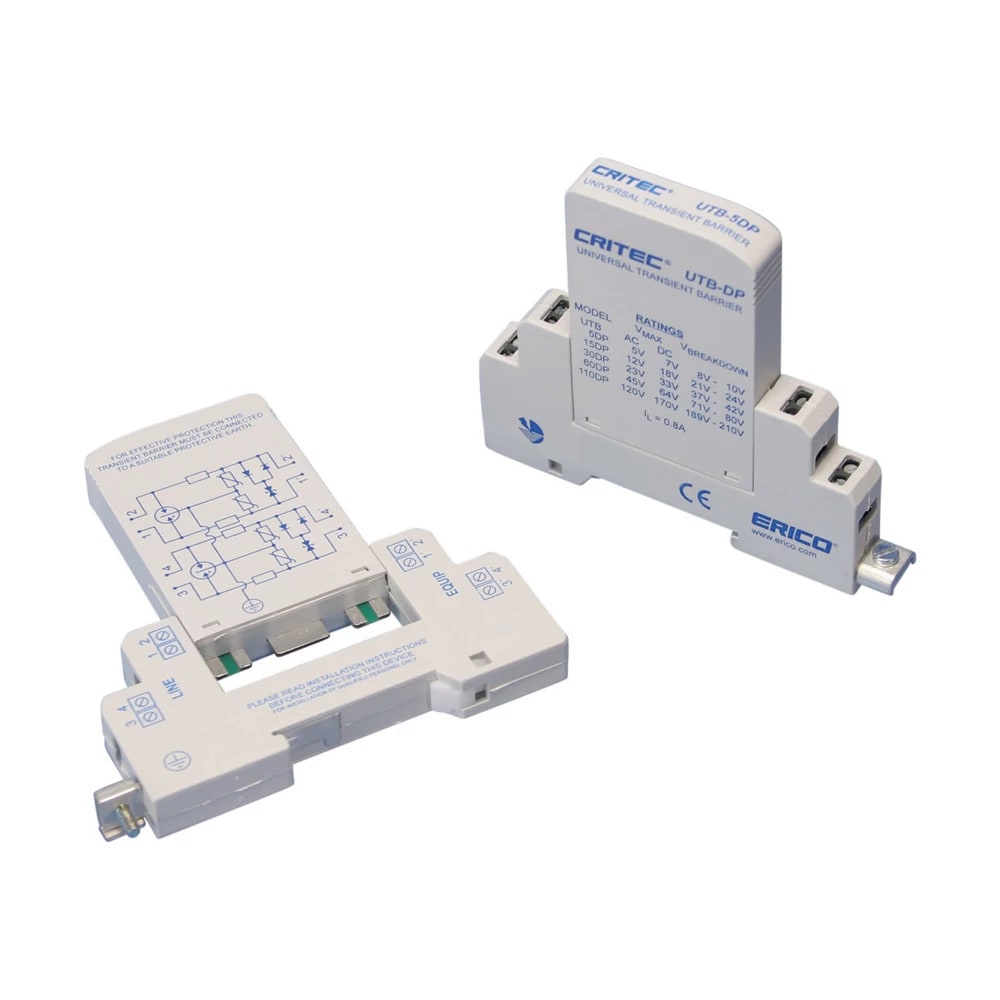 NVENT ERICO - Barriera di transizione universale, doppia coppia, 10-21 VAC, 15-30 VDC, TR BAR, 2 PAIR.