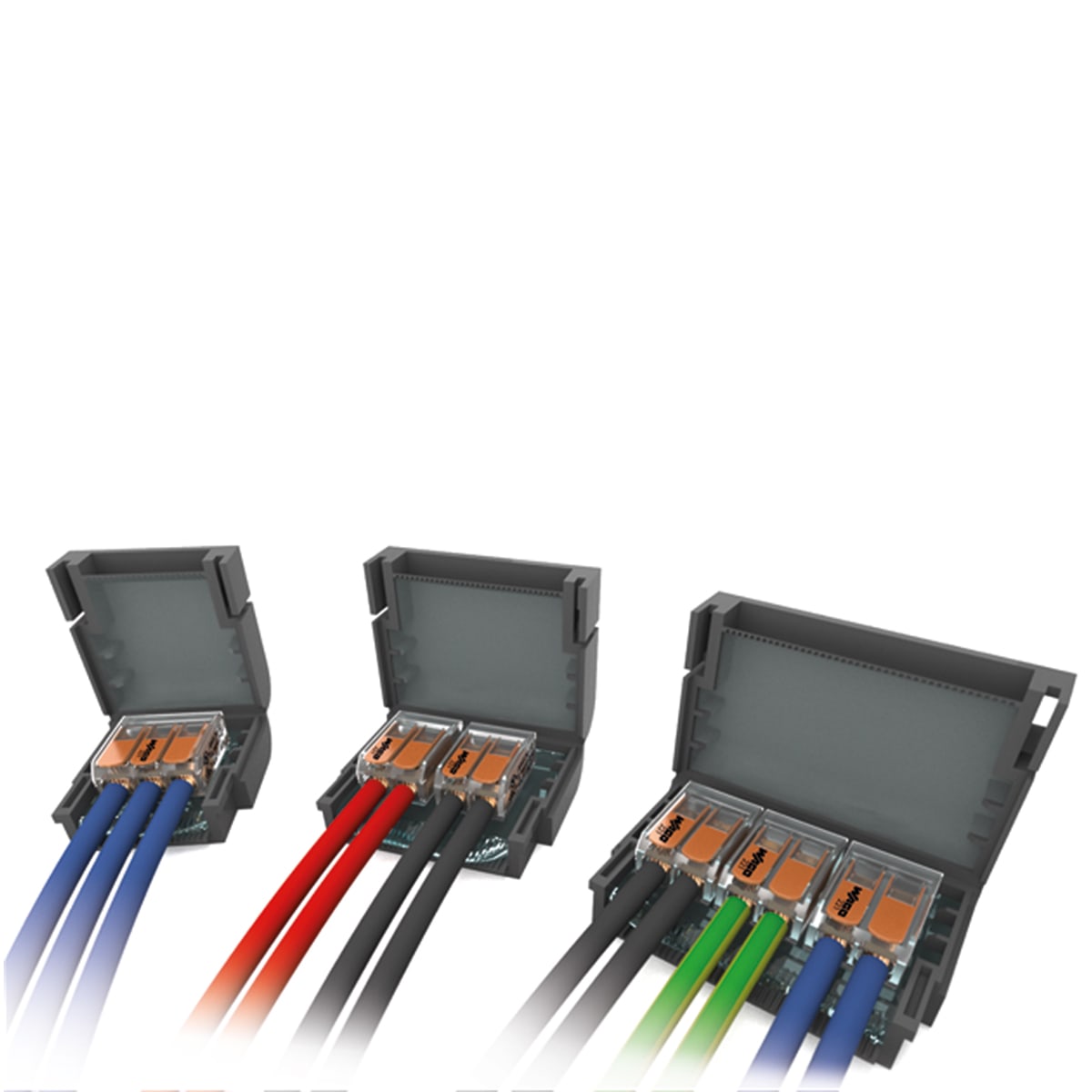 ETELEC - Dispositivi di connessione IPX8 ad isolamento in gel con 1 connettore a leve compatti WAGO a 5 vie MJBF215