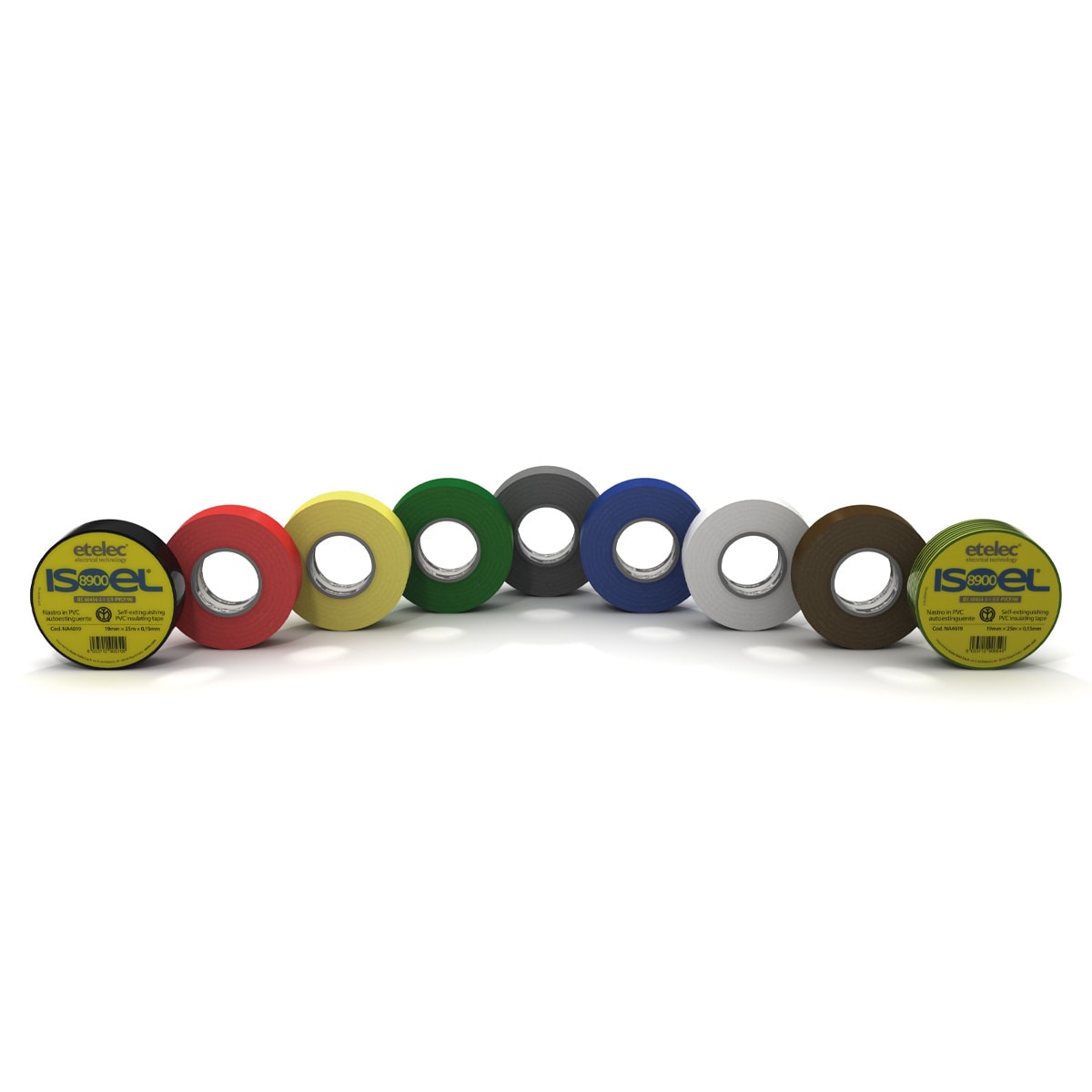 ETELEC - Nastro adesivo isolante in PVC certificato IMQ 15 mm x 10 m x 0,15 mm - Giallo/Verde