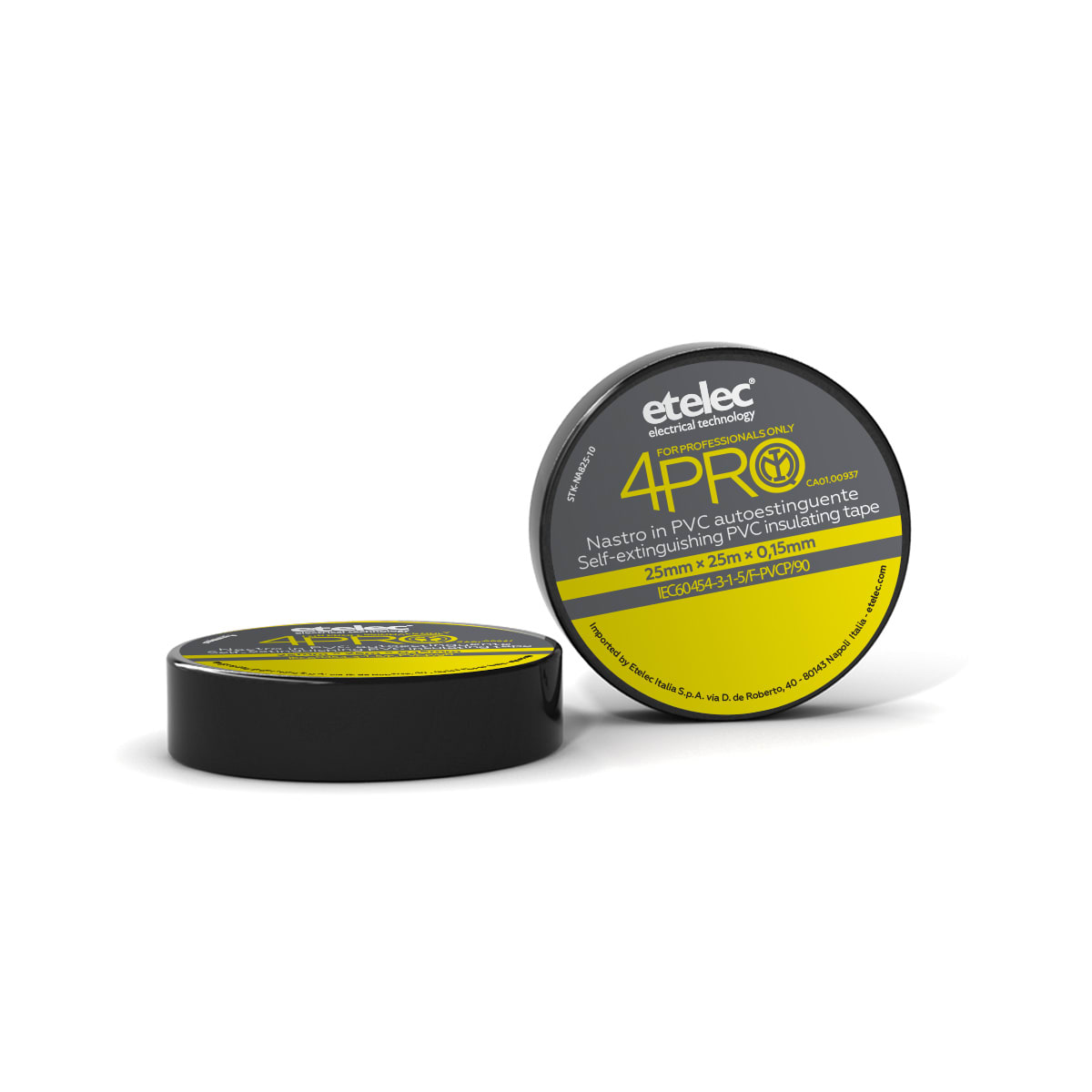 ETELEC - Nastro adesivo isolante in PVC ad uso professionale 15 mm x 10 m x 0,15 mm - Nero NA8015