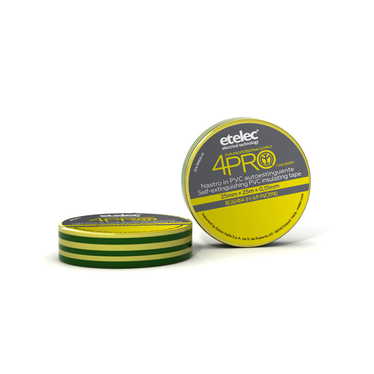ETELEC - Nastro adesivo isolante in PVC ad uso professionale 15 mm x 10 m x 0,15 mm - Verde NA8615