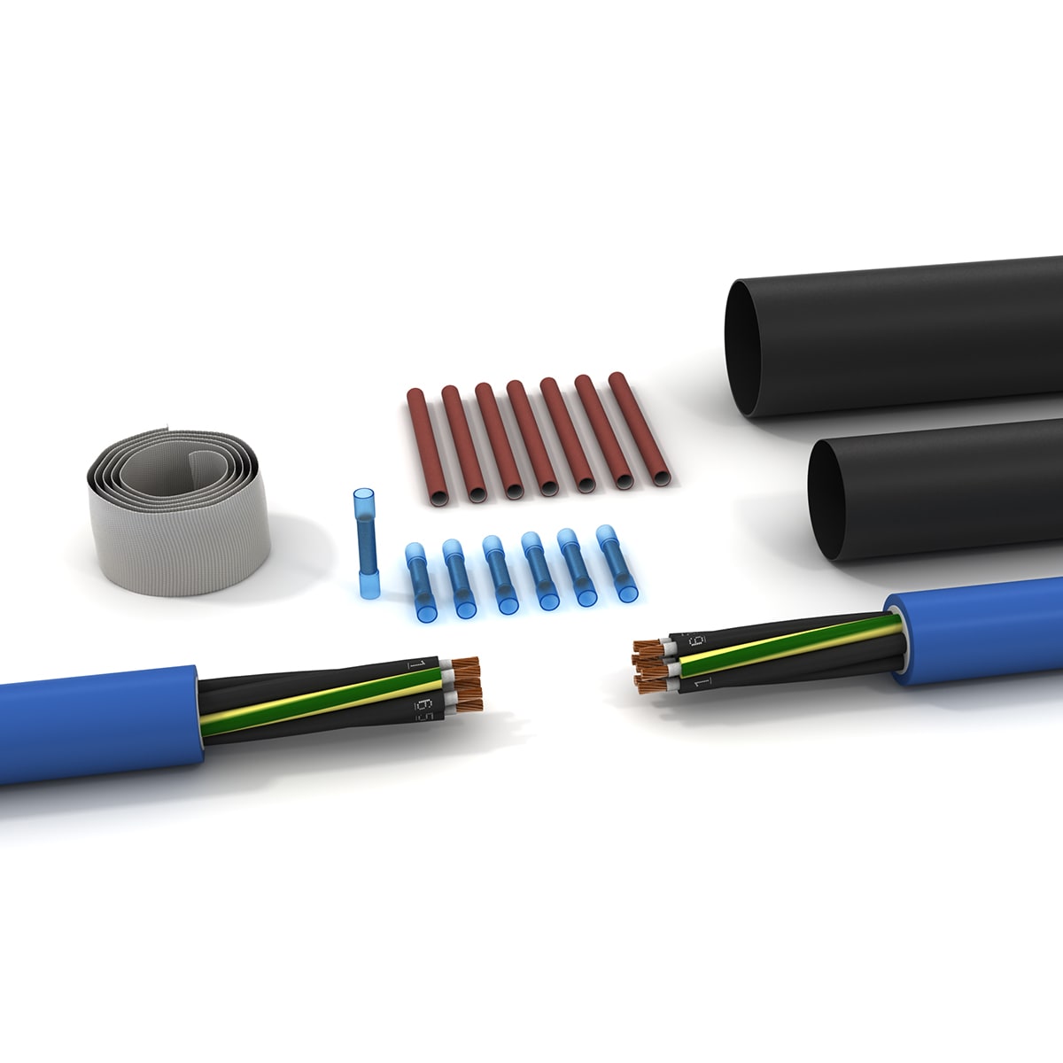 ETELEC - Giunto in linea termorestringente resistente al fuoco cavi segnalamento e comando armati max 14 poli SJ0014FSA