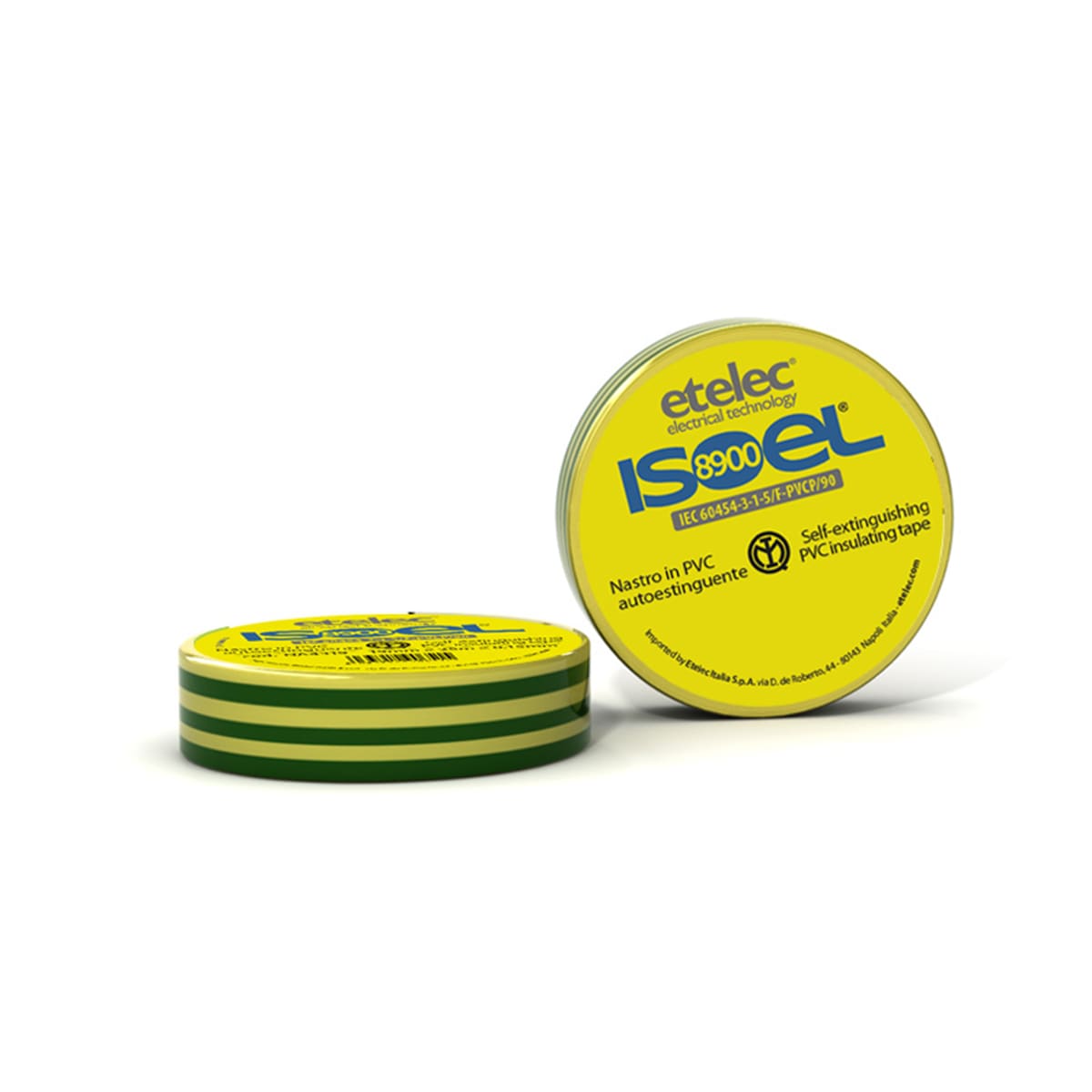 ETELEC - Nastro adesivo isolante in PVC certificato IMQ 19 mm x 25 m x 0,15 mm - Giallo/Verde
