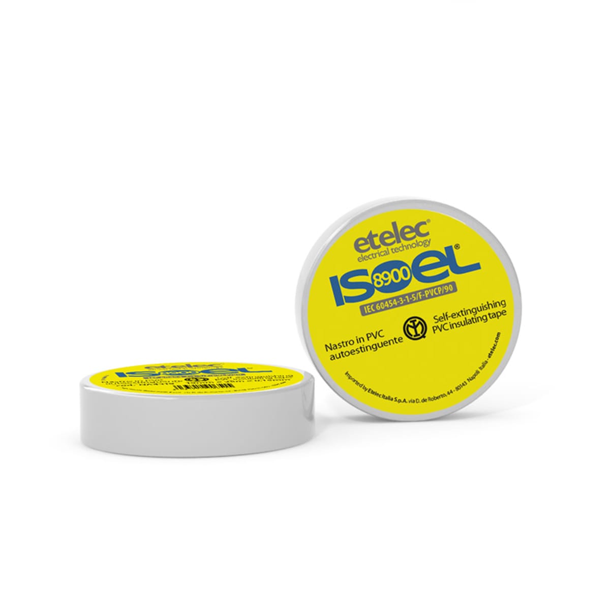 ETELEC - Nastro adesivo isolante in PVC certificato IMQ 25 mm x 25 m x 0,15 mm - Bianco