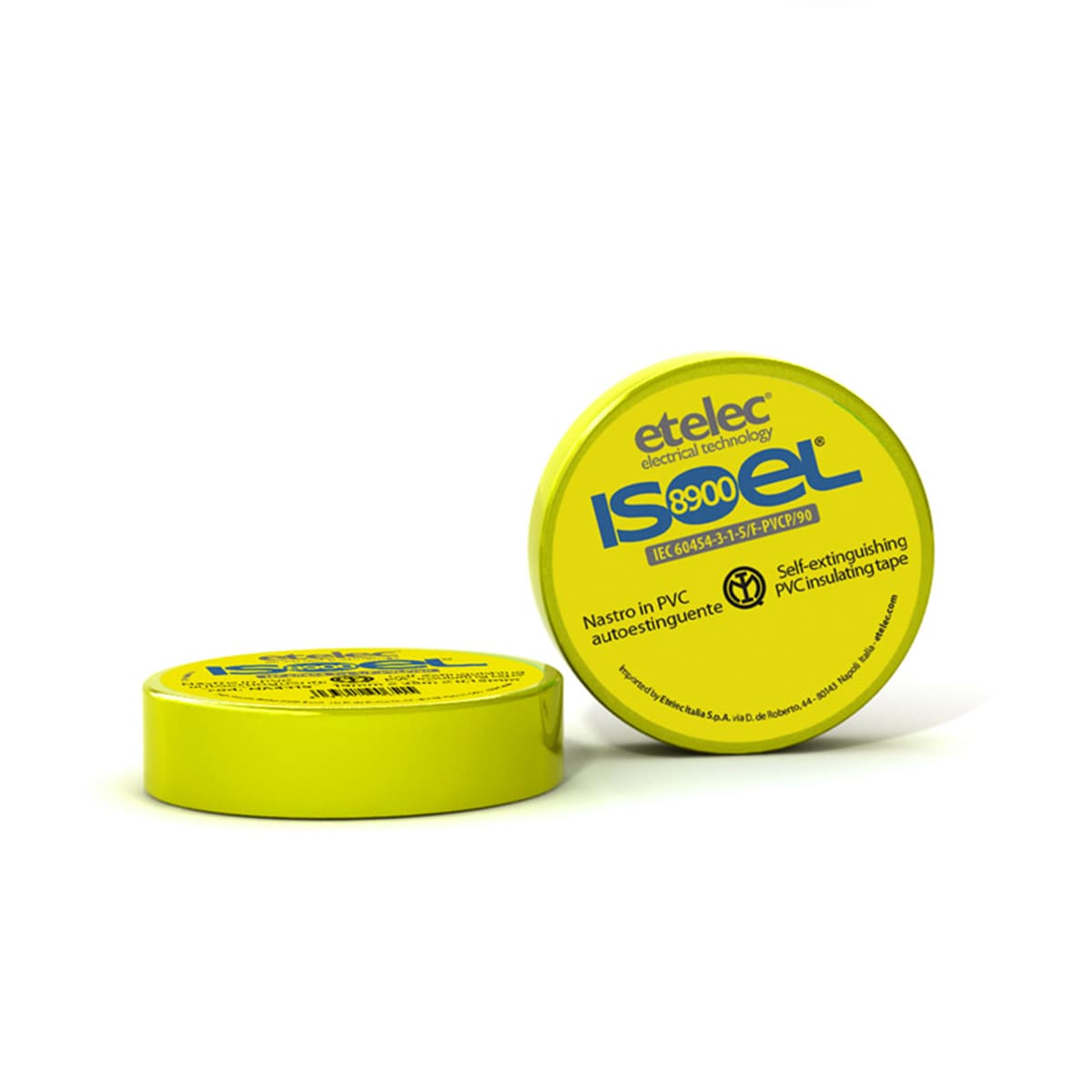ETELEC - Nastro adesivo isolante in PVC certificato IMQ 19 mm x 25 m x 0,15 mm - Giallo