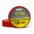ETELEC - Nastro adesivo isolante in PVC ad uso professionale 15 mm x 10 m x 0,15 mm - Rosso