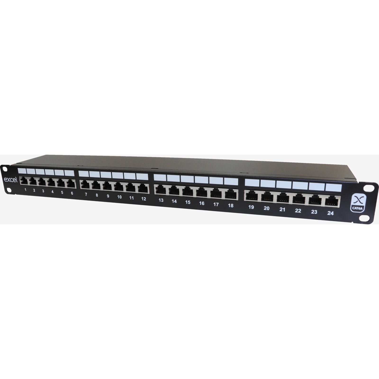 EXCEL NETWORKING SOLUTIONS - Excel Cat6A Patch Panel Schermato 24 Porte 1U LSA Punch Down Nero 100-032