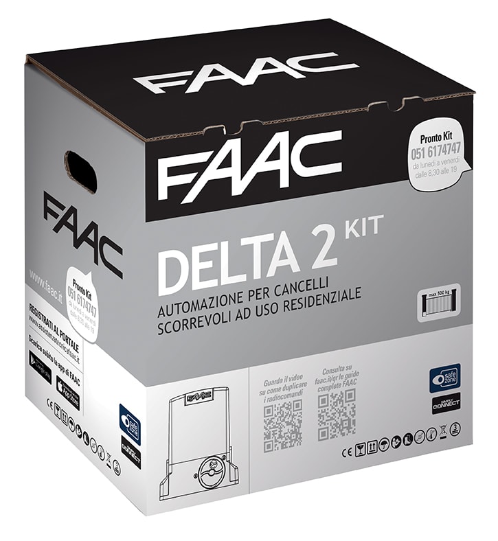 FAAC - DELTA 2 KIT 230V SAFE: Motoriduttore elettromeccanico 230V 740E Z16 SAFE in KIT per cancelli scorrevoli ad uso residenziale