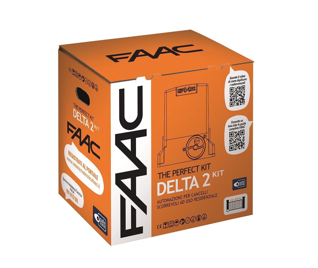 FAAC - DELTA2 KIT 230V PERFECT: Motoriduttore elettromeccanico 230V 740E Z16 SAFE in KIT per cancelli scorrevoli ad uso residenziale 105914