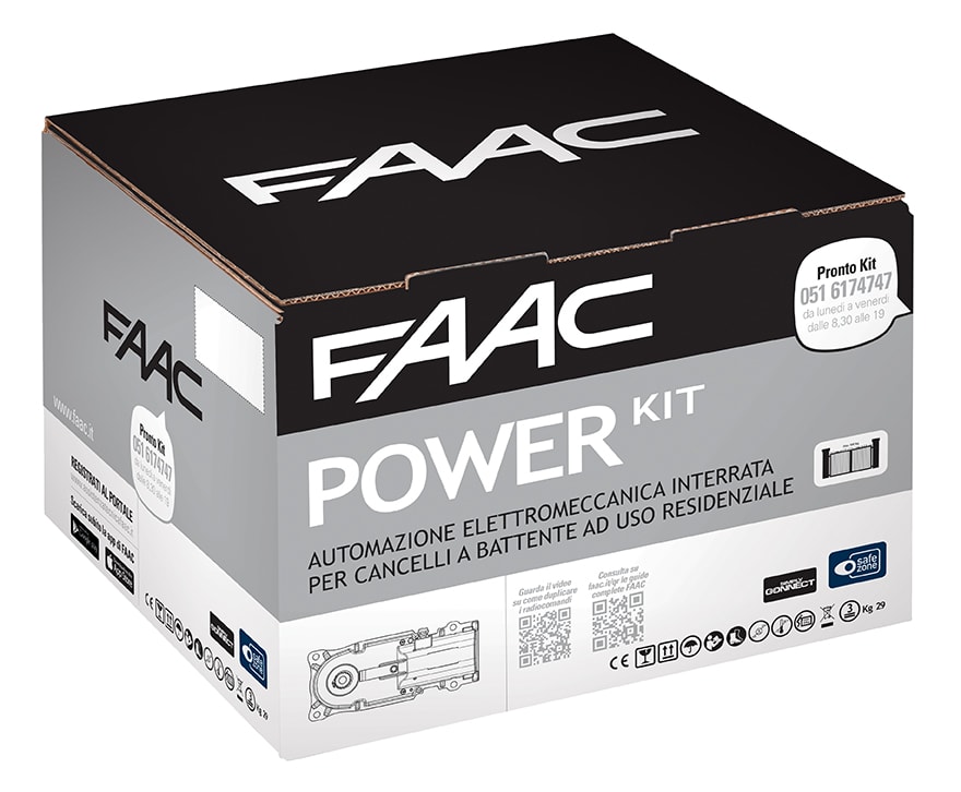 FAAC - POWER KIT 230V GREEN: Operatore elettromeccanico 230V interrato per ante a battente ad uso residenziale in kit