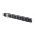 FANTON - Barra senza cavo, spina C14 ad incasso, 8 prese C13, con interruttore, colore nero