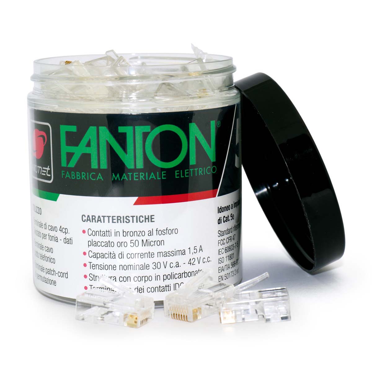 FANTON - Kit 50 plug RJ45 cat.5e UTP con 10 copriplug