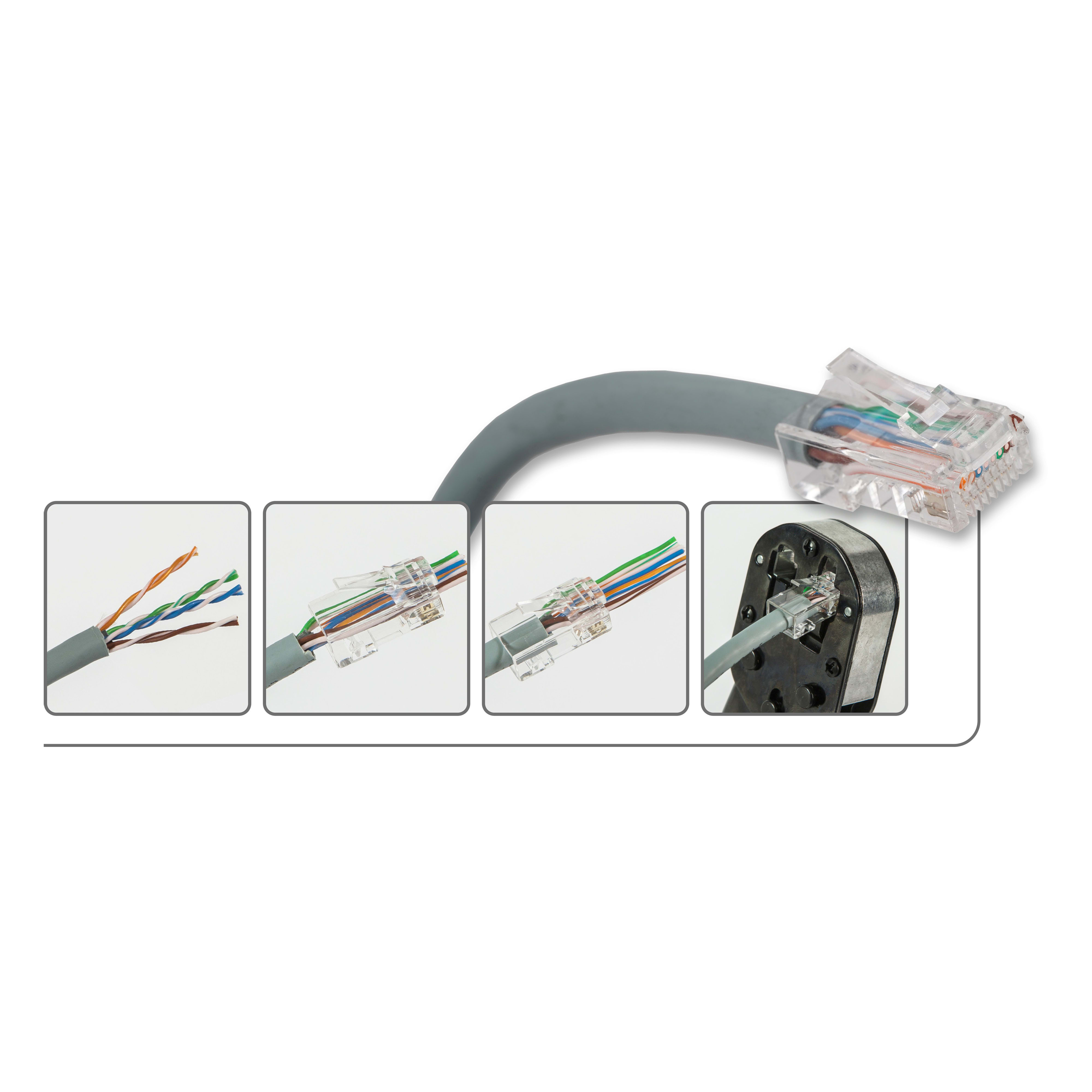 FANTON - Kit 50 plug RJ45 cat.5e UTP passanti con 10 copriplug