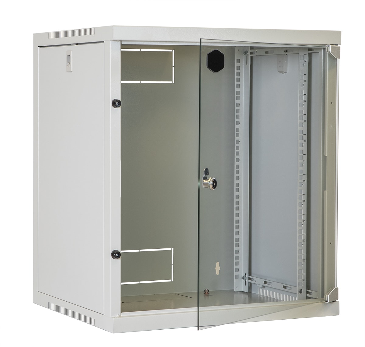 FANTON - Quadro CLOUD, ispezionabile lateralmente, 540x600x620mm 12U, porta a vetro, colore grigio