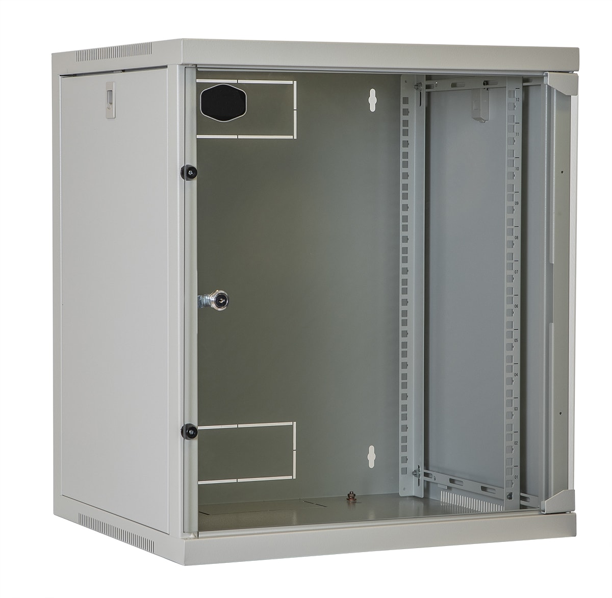 FANTON - Quadro CLOUD, ispezionabile lateralmente, 540x600x750mm 15U, porta a vetro, colore grigio