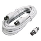 FANTON - Prolunga lineare 3m TV, spina+presa Ø9,5mm con adattatore, colore bianco