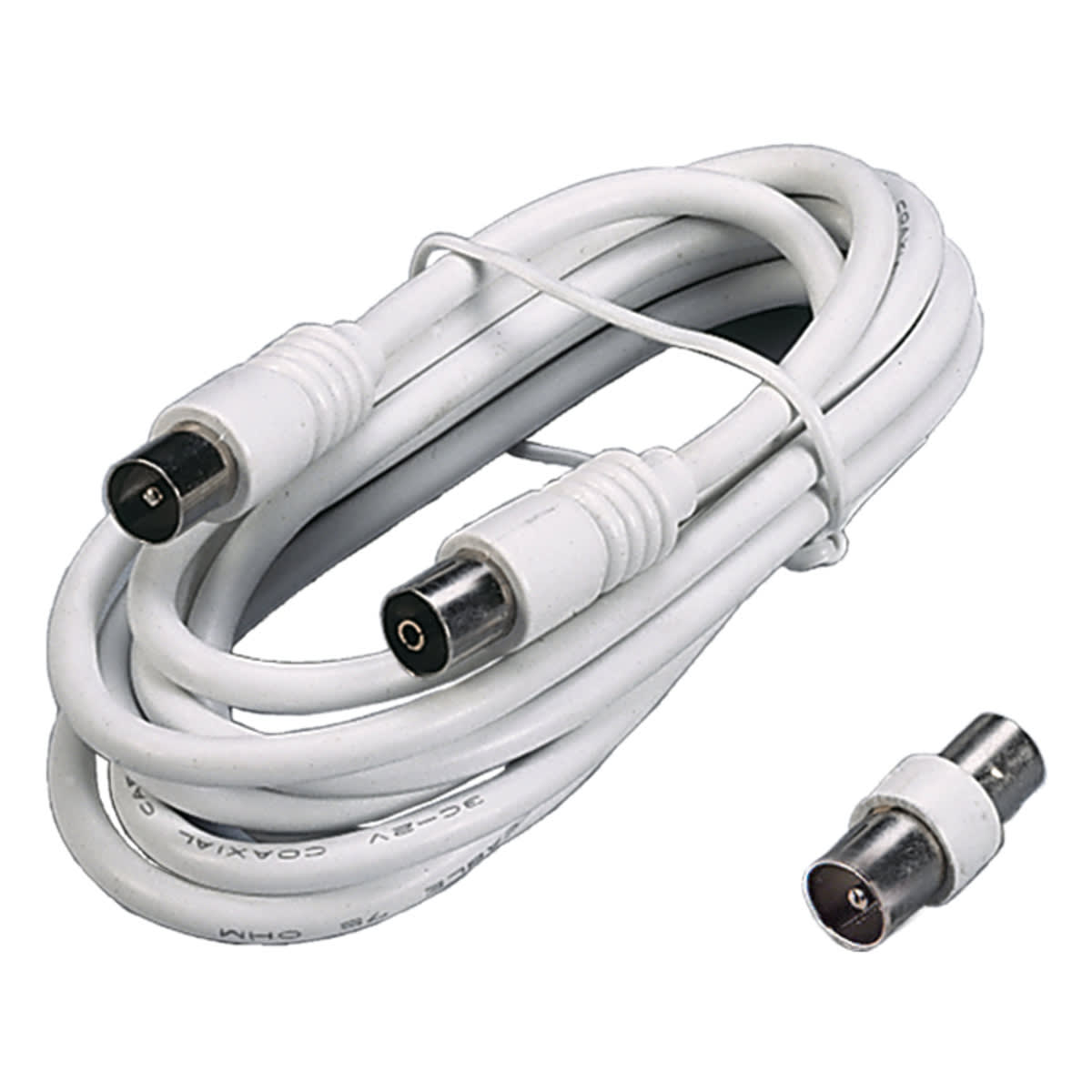 FANTON - Prolunga lineare 5m TV, spina+presa Ø9,5mm con adattatore, colore bianco