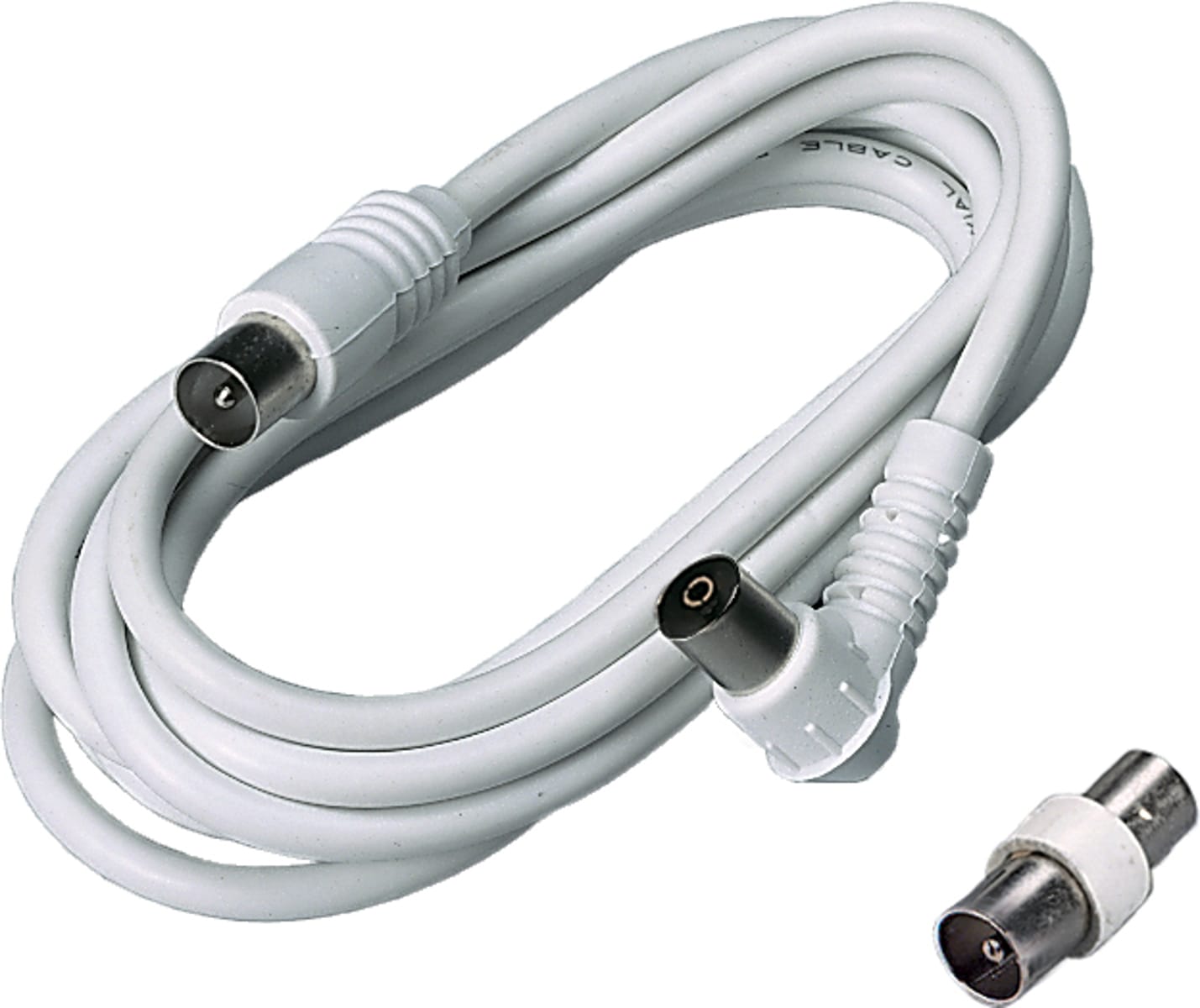 FANTON - Prolunga lineare 2m TV, spina diritta e presa a squadra Ø9,5mm, colore bianco