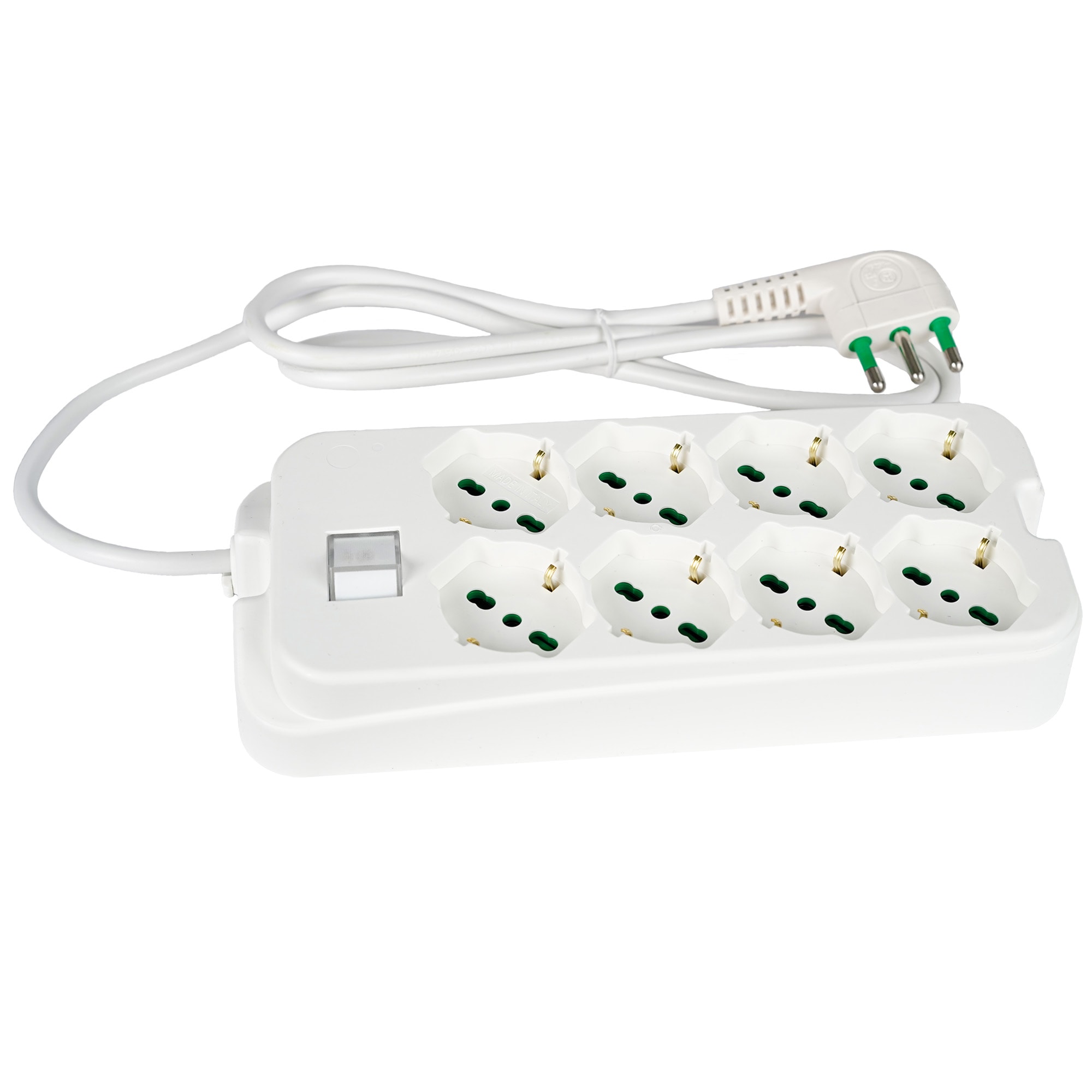 FANTON - Multipresa 1,5m 3G1 S17 4+4P40, con interruttore, colore bianco