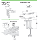 FANTON - Supporto da tavolo per multiprese alte da 40 a 70 mm., spessore tavolo da 9 a 59 mm., colore bianco