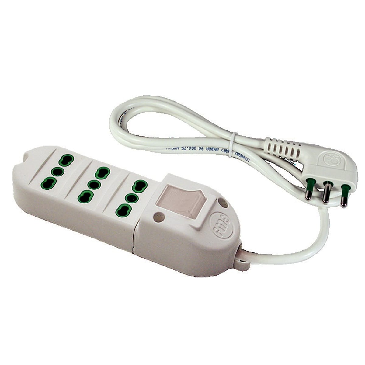 FANTON - Multipresa 1,5m 3G1 S17 3P17/11, con interruttore, colore bianco