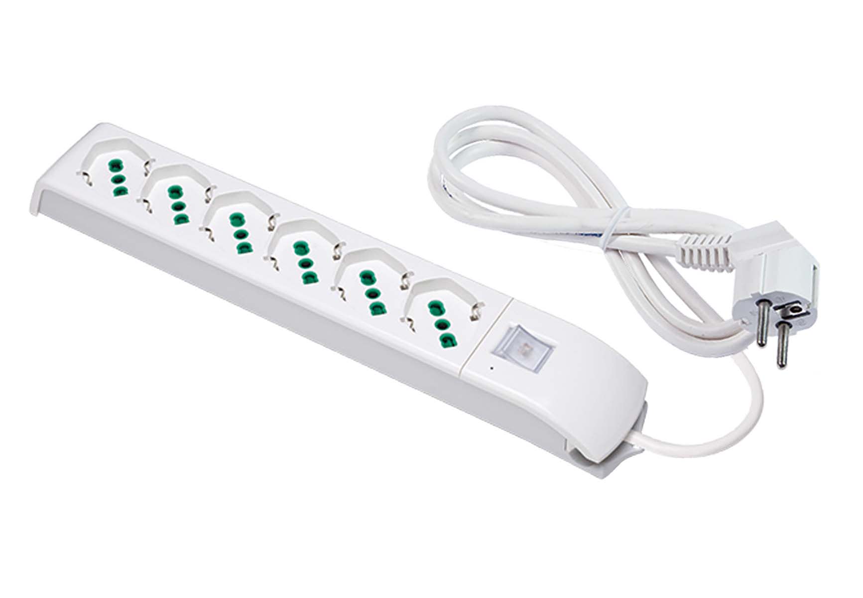 FANTON - Multipresa 1,5m 3G1 S31 6P40, con interruttore, colore bianco