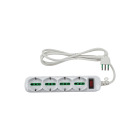 FANTON - Multipresa 1,5m 3G0,75 S11 4P40+8P17/11, con interr.di sovraccarico, colore bianco