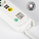 FANTON - Multipresa 1,5m 3G0,75 S11 3P40+2USB-A+C, con interr.di sovraccarico, ECO RELIFE, colore bianco