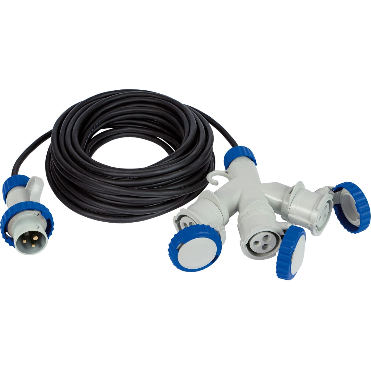 FANTON - Adattatore da spina CEE 3 poli 16A a 3 prese CEE 3 poli 16A 20m 3G2,5, IP67