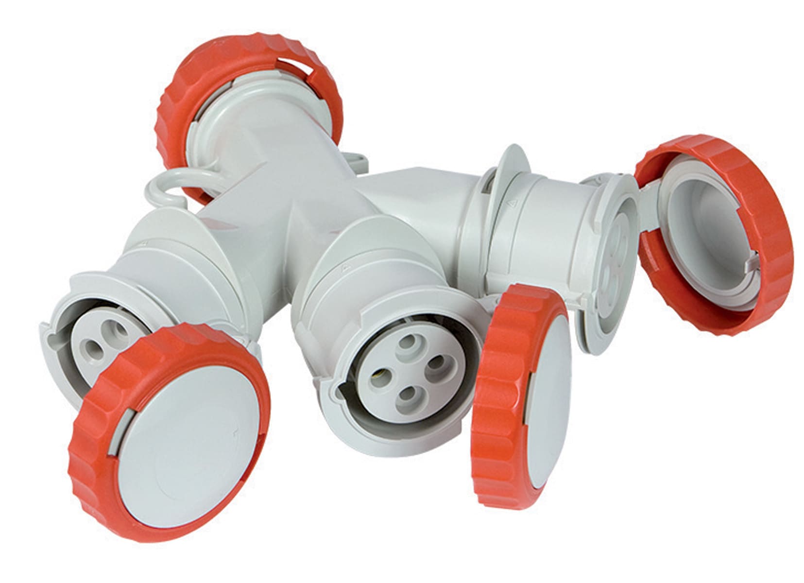 FANTON - Adattatore da spina CEE 4 poli 16A a 3 prese CEE 4 poli 16A 400V, IP67