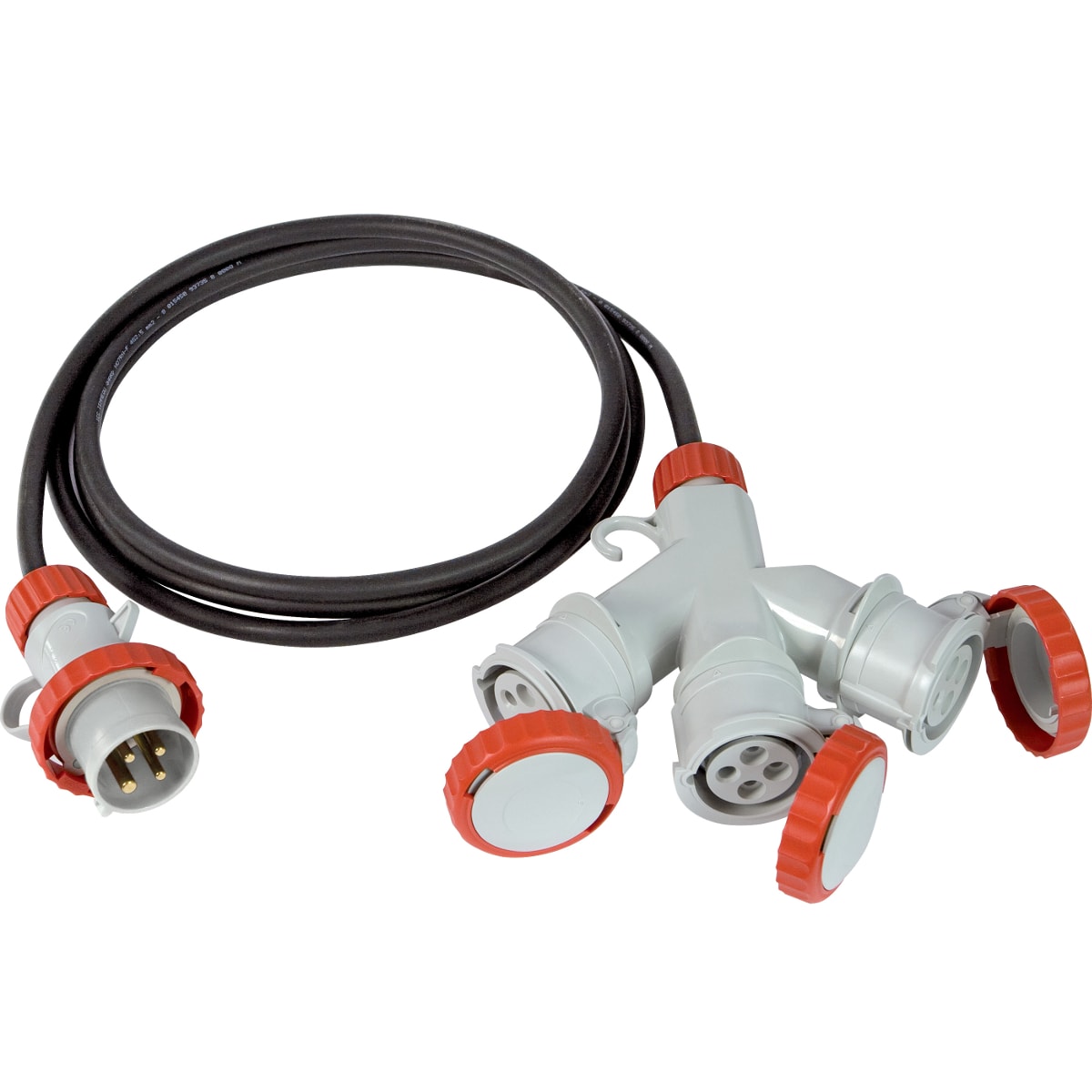 FANTON - Adattatore da spina CEE 4 poli 16A a 3 prese CEE 4 poli 16A 2m 4G2,5, IP67