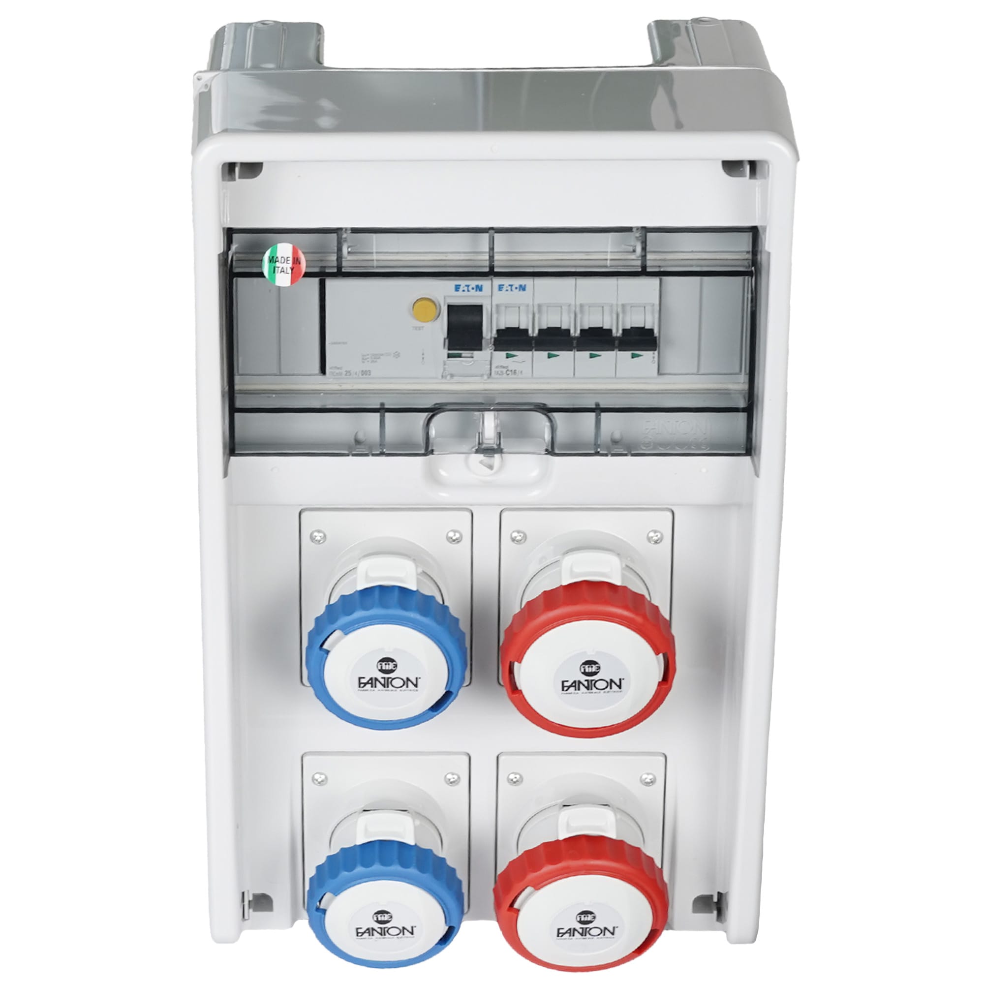 FANTON - Quadro ULISSE 250 ASC IP65 4 prese CEE, 2 protezioni, con emergenza, 9kW