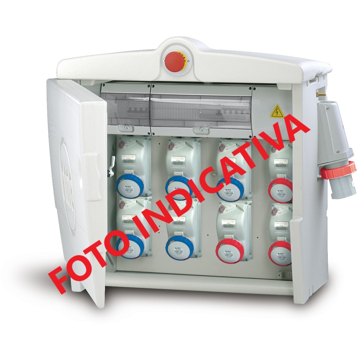 FANTON - Quadro POLIFEMO MAXI ASC IP55 - 8 prese, 5 protezioni, con spina 32A da parete, emergenza, 18kW