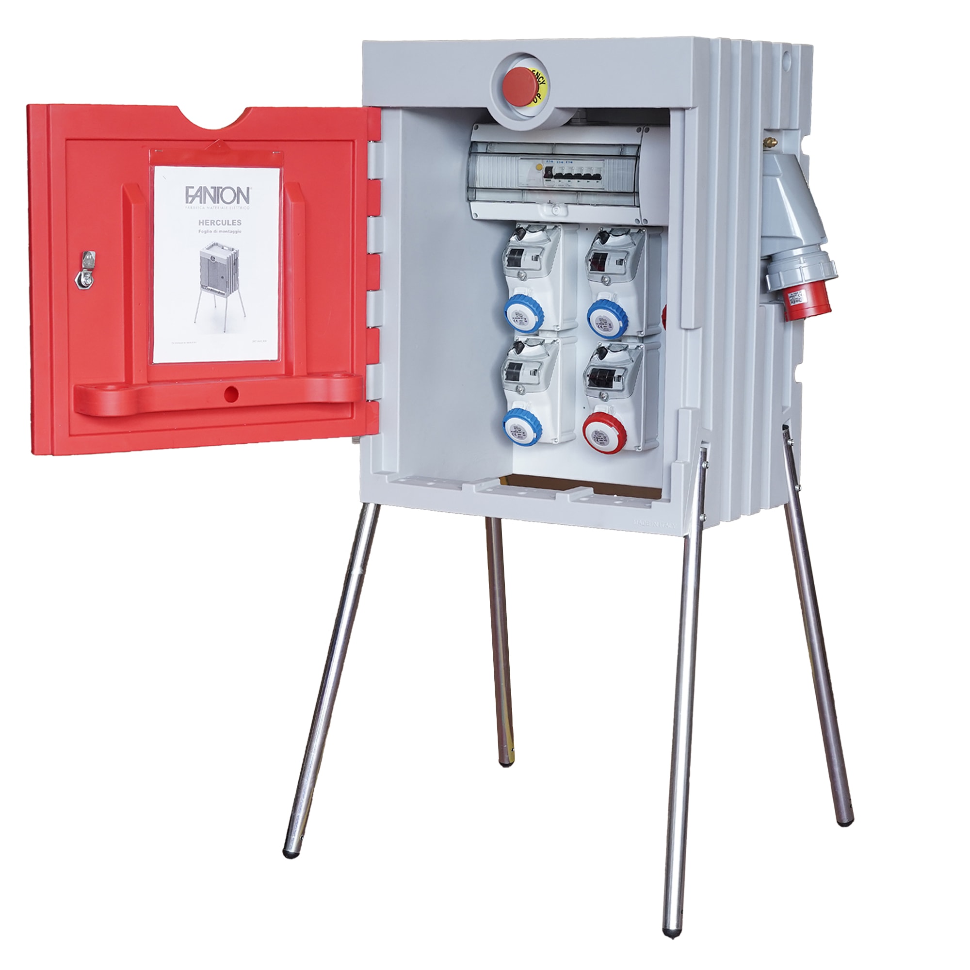 FANTON - Quadro HERCULES ASC 6 prese, 2 protezioni, con spina 63A da parete e emergenza, 35kW