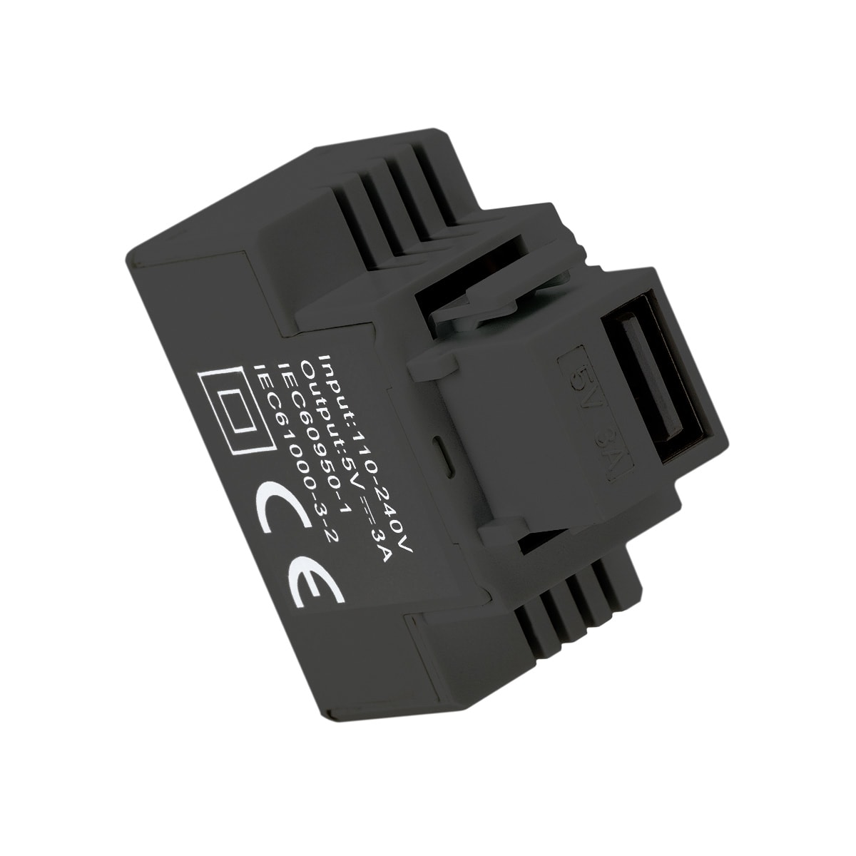 FANTON - Alimentatore da incasso KEYSTONE compatto, 1 presa USB-A 3A, colore nero
