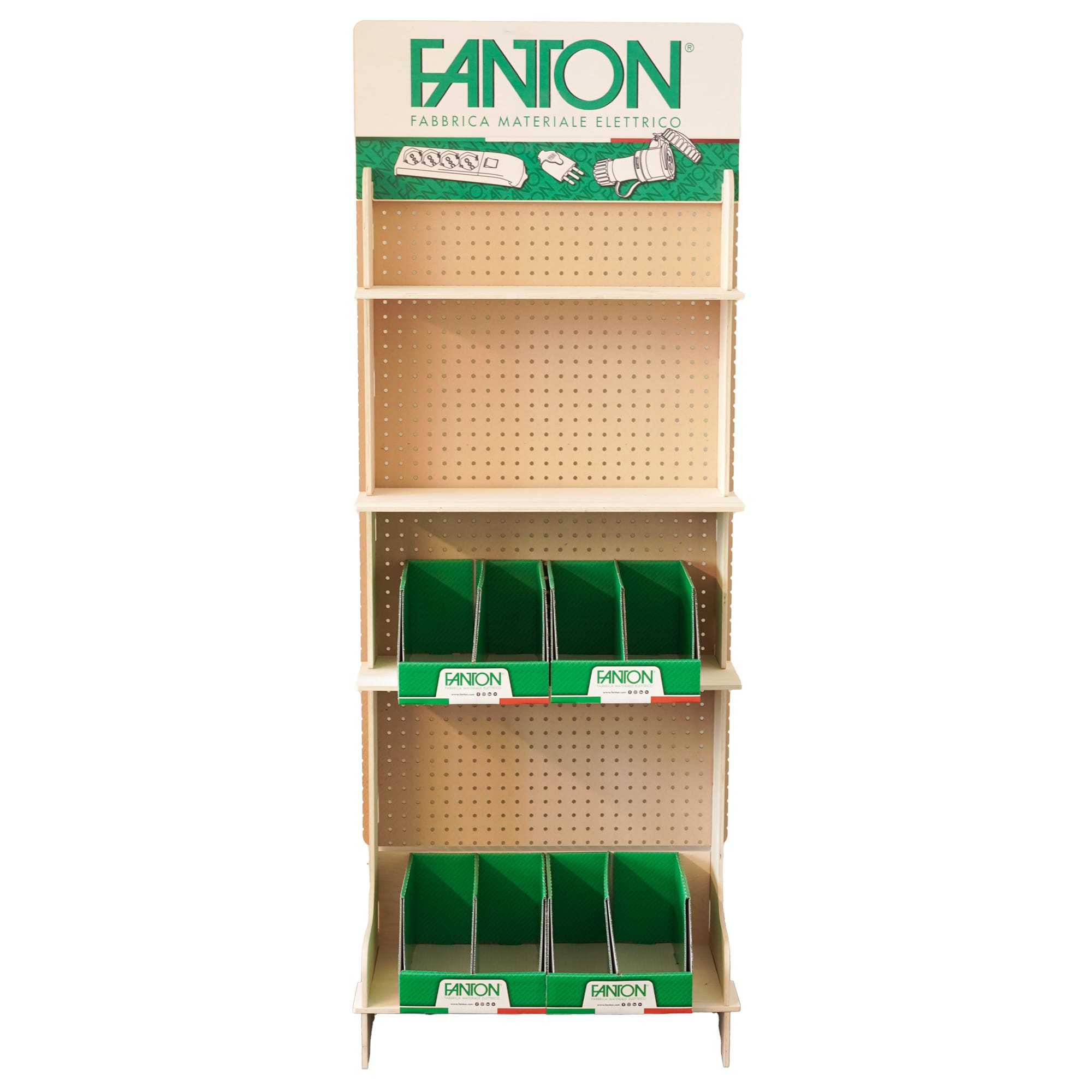 FANTON - Espositore in legno + 18 ganci + porta prezzi