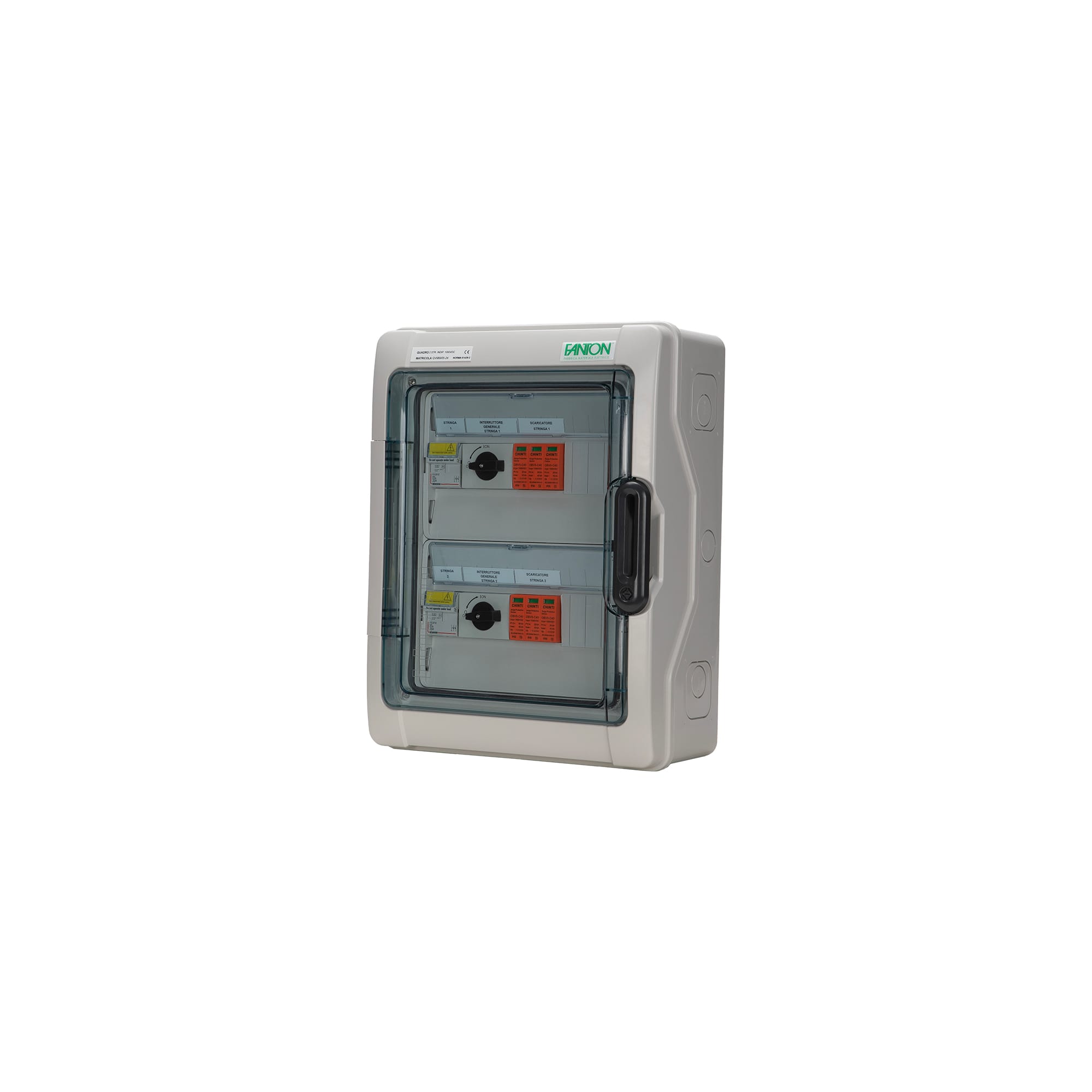 FANTON - Quadro FV 2 stringhe indipendenti 600Vdc 16A, I/U con pressacavi