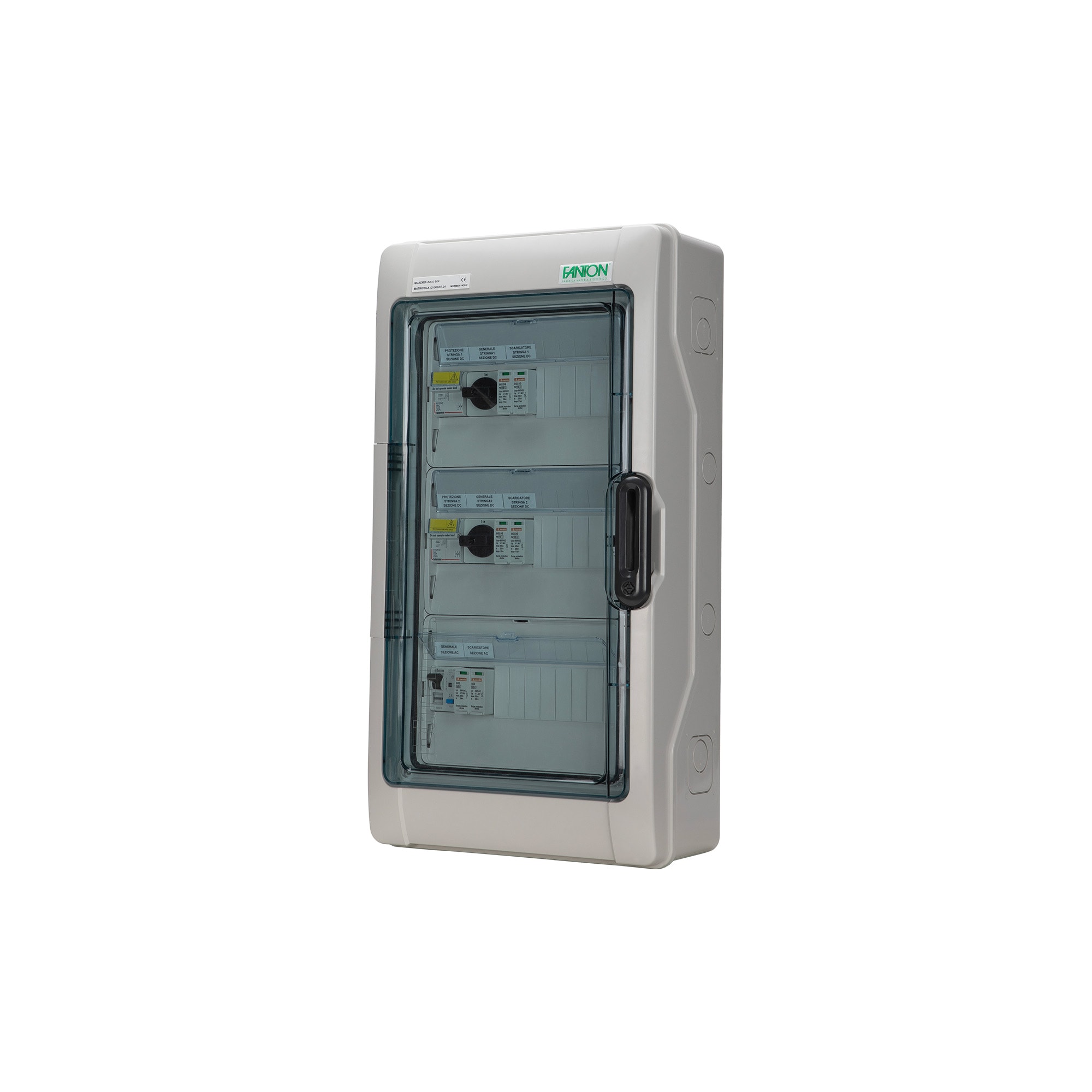 FANTON - Quadro FV 2 stringhe indipendenti AC/DC monofase 6kW, I/U con pressacavi