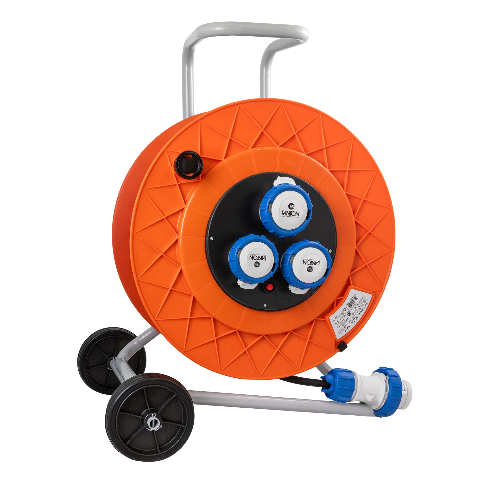 FANTON - Avvolgicavo GOLIA 50m 3G2,5 H07RN-F spina CEE 2P+T 16A 230V, 3 prese CEE 2P+T 16A 230V, con disgiuntore, IP55